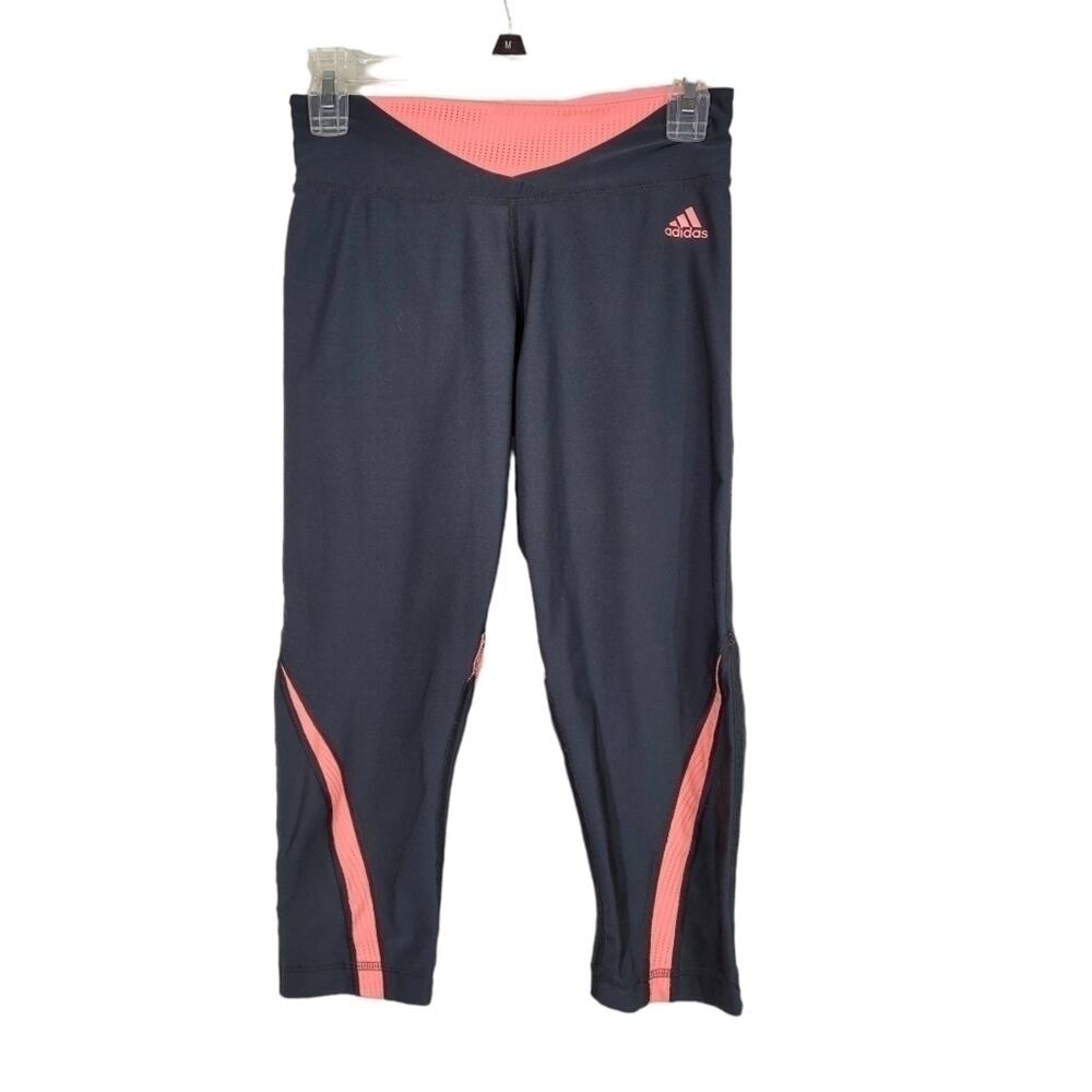 Adidas WMS S Capri Leggings Athletic Grey & Pink Climalite Running Yoga Gym